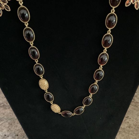 Topaz/Citrine Oval Gem Necklace Earrings  Set.  Vintage 1980’s  Unbranded - Picture 9 of 10